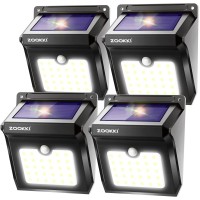 Zookki Solar Outdoor Lights -120 Illumination Solar Motion Sensor Lights Outdoor - Ip65 Waterproof Wireless Security Outdoor Solar Powered Lights For Garden Fence Patio Deck(28Led 4-Pack)