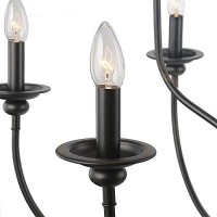 Laluz Black Chandelier, Farmhouse Light Fixture, 2-Tier 9-Candle French Country Chandelier For Living Room, Foyer, Bedroom