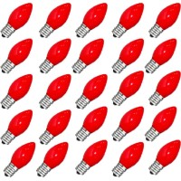 Goothy Indoor & Outdoor String Light C7 Ceramic Christmas Replacement Bulbs, 5 Watt-Red