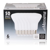 Maxxima Led Br20 Bulbs - 50 Watt Equivalent Dimmable 7 Watt Warm White 3000K R20 Led Lightbulb, 600 Lumens, Featuring An E26 Base, Ideal For Track Or Recessed Lighting - 6 Pack