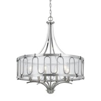 60W X 6 Vincenzametal Chandelier With Trasparent Fabric Shade