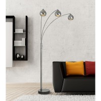 Cal Lighting BO20303LAS Contemporary Modern Three Light Arc Floor lamp from Arc collection in Pewter Nickel Silver finish 4200 inches Three Light Arc Floor lamp from the Arc collection Contemporary Modern Three Light Arc Floor lamp from Arc collection in 