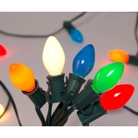 25Ft Multicolor Christmas Lights C7 Vintage Christmas String Lights With 27 Multicolor Ceramic Bulbs 2 Spare Hanging Outdoor