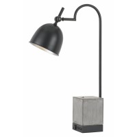 60W Beaumont Metal Desk Lamp With Cement Base 1 Electrical Outlet And 2 Usb Outlets