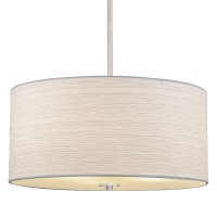 Kira Home Pearl 18 Modern 3Light Large Drum Pendant Chandelier White Textured Shade Glass Diffuser Adjustable Height Led