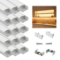 Muzata 15Pack 3.3Ft/1M Led Channel System With Milky White Cover Lens,Silver Aluminum Extrusion Profile Housing Track For Strip Tape Light With U Shape U1Sw Ww 1M, Lu1