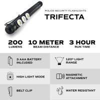 Police Security 3Aaa Trifecta Flashlight Penlight Small And Portable 200 Lumens Water Resistant Magnetic Base