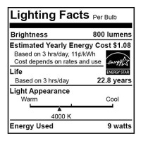 Bulbrite Led A19 Dimmable Medium Screw Base (E26) Enclosed Rated Light Bulb 60 Watt Equivalent 4000K, Frost 1-Pack