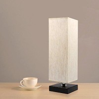 Small Table Lamp For Bedroom - Bedside Lamps For Nightstand, Minimalist Solid Wood Night Stand Light Lamp With Square Fabric Shade, Desk Reading Lamp For Kids Room Living Room Office Dorm