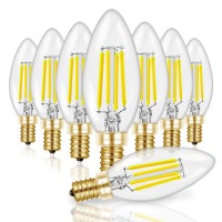 Hizashi 8 Pack 650 Lumen 5000K 6W Fully Dimmable Led Candle Light Bulbs, 90+ Cri 60W Equivalent E12 Deep Dimming B11 Led Filament Candelabra Bulbs Retro Shape, Title 20, Ul Listed