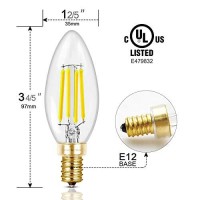 Hizashi 8 Pack 650 Lumen 5000K 6W Fully Dimmable Led Candle Light Bulbs, 90+ Cri 60W Equivalent E12 Deep Dimming B11 Led Filament Candelabra Bulbs Retro Shape, Title 20, Ul Listed