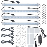 Grow Light Strip Kit 45W, 4 Pcs 16 Inches Led Grow Light Strips With Extension Cables, Mounting Accessories For Greenhouse, Grow Shelf. Perfect For Indoor Growing-(4-Strip-Kit)