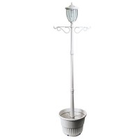 Sun-Ray 312065 Kenwick Single Head Solar Lamp Post And Planter With Hanger, 7 Ft, White