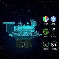 Train 3D Illusion Lamp, 7 Color Changing Touch Control Led Night Light, Kid Bedroom Decor For Boys Or Girl, Cool Home Decoration