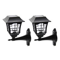 Maggift 2 Pack Solar Wall Lantern Outdoor Christmas 15 Lumens Solar Lights Wall Sconce Solar Outdoor Led Light Fixture With Wall Mount Kit