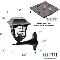 Maggift 2 Pack Solar Wall Lantern Outdoor Christmas 15 Lumens Solar Lights Wall Sconce Solar Outdoor Led Light Fixture With Wall Mount Kit