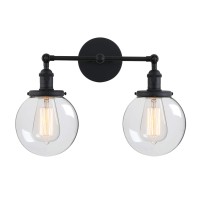 Phansthy 2 Light Industrial Glass Wall Sconce, Bathroom Wall Light With On Off Switch And Swing Arm, 5.9