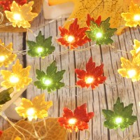 Impress Life Decorating String Lights, 10Ft 40Led Maple Leaf Fairy Light, Battery & Usb Operated With Remote For Harvest, Seasonal Ornaments, Porch, Garlands, Centerpiece Decorations