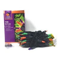 100 Ct Halloween String Light Set, Orange, Green, Purple, Black Cord