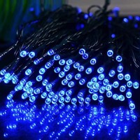 Fullbell Christmas Lights 39Ft 100 Led Usb Power With 8 Modes Waterproof Dark Green Wire For Homes, Christmas Tree, Wedding Party, Room, Indoor Wall Decoration(Blue Include Power Adapter)Ͽ