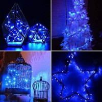 Fullbell Christmas Lights 39Ft 100 Led Usb Power With 8 Modes Waterproof Dark Green Wire For Homes, Christmas Tree, Wedding Party, Room, Indoor Wall Decoration(Blue Include Power Adapter)Ͽ