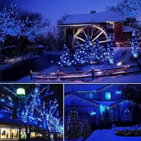 Fullbell Christmas Lights 39Ft 100 Led Usb Power With 8 Modes Waterproof Dark Green Wire For Homes, Christmas Tree, Wedding Party, Room, Indoor Wall Decoration(Blue Include Power Adapter)Ͽ