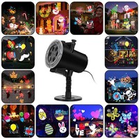 Holiday Projector Light, Syslux Halloween Christmas Projector Lights 16 Hd Slides Led Waterproof Light Outdoor Indoor Light With Remote Control For Party Garden Halloween Xmas Holiday Landscape Decor