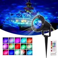 Koot Outdoor Water Wave Lights Projector Ocean Ripple Garden Lighting 10 Color Led Waterproof Water Effect With Remote For Christmas Halloween Garden Indoor Wedding Party Holiday Disco Kids