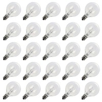 Clear Globe G40 Replacement Bulbs E12 Screw Base Light Bulbs 5W Globe Bulbs 1.5-Inch String Light Replacement Bulbs For Indoor Outdoor Patio Decor,Pack Of 25