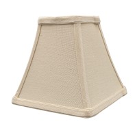 Upgradelights Square Bell 6 Inch Clip On Chandelier Lampshade 3X6X6 (Beige Linen)