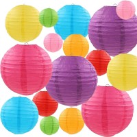 Lurico 16 Pcs Colorful Paper Lanterns (Multicolor,Size Of 4?, 6?, 8?, 10?) - Chinese/Japanese Paper Hanging Decorations Ball Lanterns Lamps For Home Decor, Parties, And Weddings