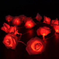 Lightspot 2M 20 Led Battery Operated Rose Flower Fairy String Lights For Wedding Garden Party Valentine'S Day Christmas Decoration (2M 20Led, Red)Ͽ