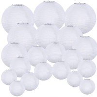 Supla 20 Pack Chinese White Paper Lantern Round 4? 6? 8? 10? 12? White Hanging Lanterns Wedding Party Decorations