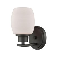 Casual Mission 1-Light For The Bath In Oil Rubbed Bronze With White Lined Glass