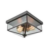 Lankford 2-Light Outdoor Flush In Oil Rubbed Bronze With Clear Glass