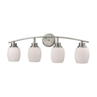 Casual Mission 4-Light For The Bath In Brushed Nickel With White Lined Glass