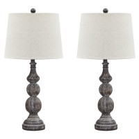 Signature Design By Ashley Mair Rustic Farmhouse Poly Table Lamp 2 Count, Gray