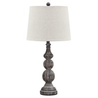 Signature Design By Ashley Mair Rustic Farmhouse Poly Table Lamp 2 Count, Gray