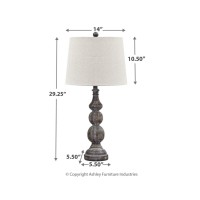 Signature Design By Ashley Mair Rustic Farmhouse Poly Table Lamp 2 Count, Gray