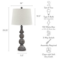 Signature Design By Ashley Mair Rustic Farmhouse Poly Table Lamp 2 Count, Gray