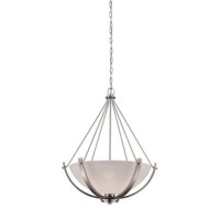 Casual Mission 3-Light Chandelier In In Brushed Nickel With White Lined Glass