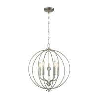 Williamsport 5-Light Chandelier In In Brushed Nickel With Clear Glass Ball