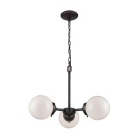 Beckett 3-Light Chandelier In In Oil Rubbed Bronze With Opal White Glass