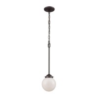 Beckett 1-Light Pendant In Oil Rubbed Bronze With Opal White Glass