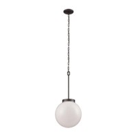 Beckett 1-Light Pendant In Oil Rubbed Bronze With Opal White Glass