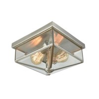 Lankford 2-Light Outdoor Flush In Satin Nickel With Clear Glass