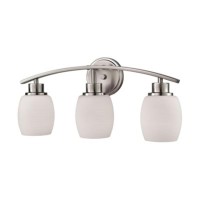 Casual Mission 3-Light For The Bath In Brushed Nickel With White Lined Glass