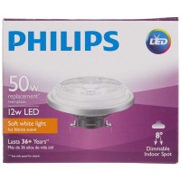 Philips Led Ar111 Dimmable 8-Degree Spot Light Bulb: 600-Lumen, 2700-Kelvin, 12-Watt (50-Watt Equivalent), G53 Bi-Pin Base, Soft White, 6-Pack