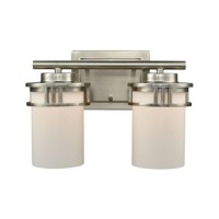 Ravendale 2-Light For The Bath In Brushed Nickel With Opal White Glass