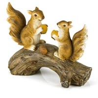 Dawhud Direct Squirrels On A Log Solar Light For Home And Outdoor Decor, Squirrels Solar Powered Flickering Led Garden Light Backyard Woodland Decoration